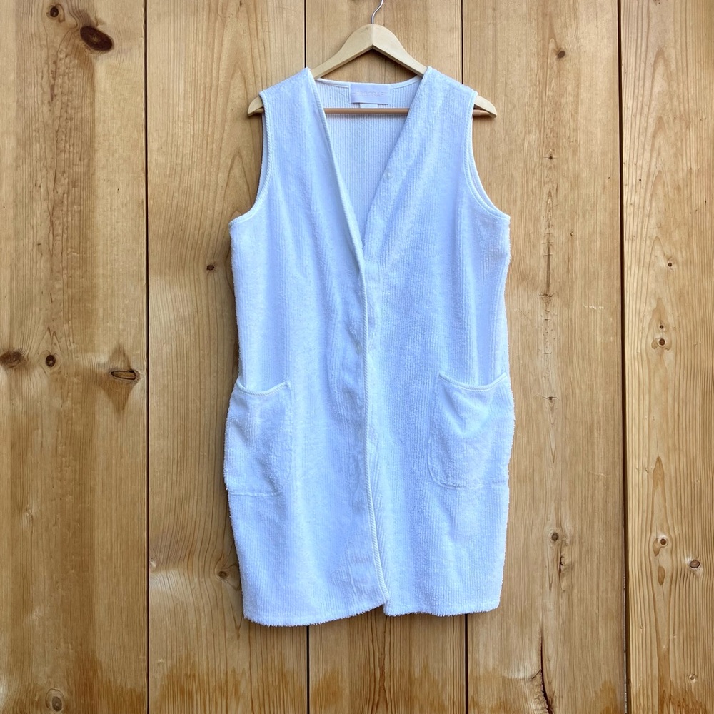 Herbcraft Vintage Sleeveless Ribbed White Robe Sz Large